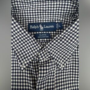 Ralph Lauren Blake Men's Large Black Check Cotton Pony Logo Long Sleeve Shirt